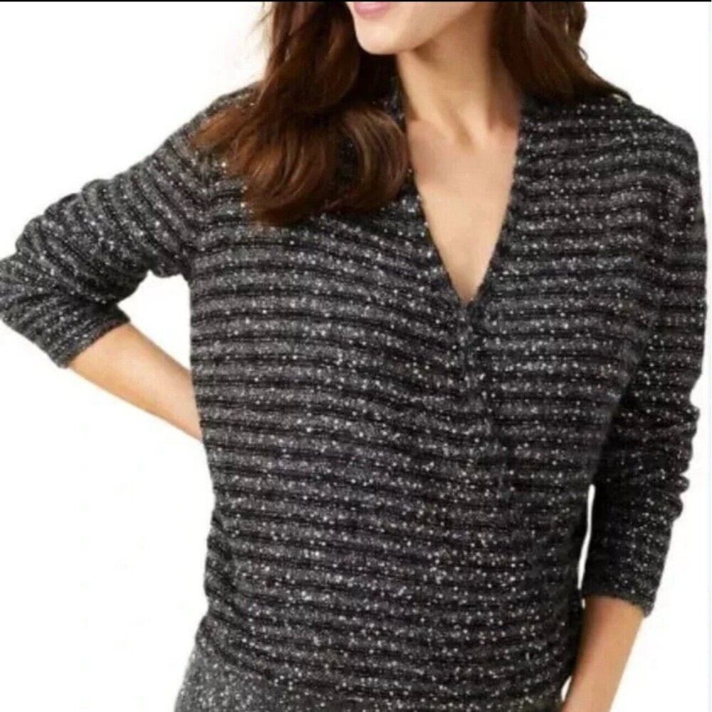 NWT New J.McLaughlin Gretta Glitter Merino Wool Blendโ Crossover Sweater Size M